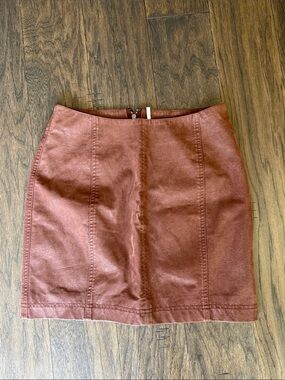 Free People Brown Faux Leather Skirt 4